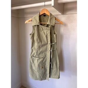 Wild Fable Olive Green Sleeveless Utility Mini Dress Asymmetrical Tie XS